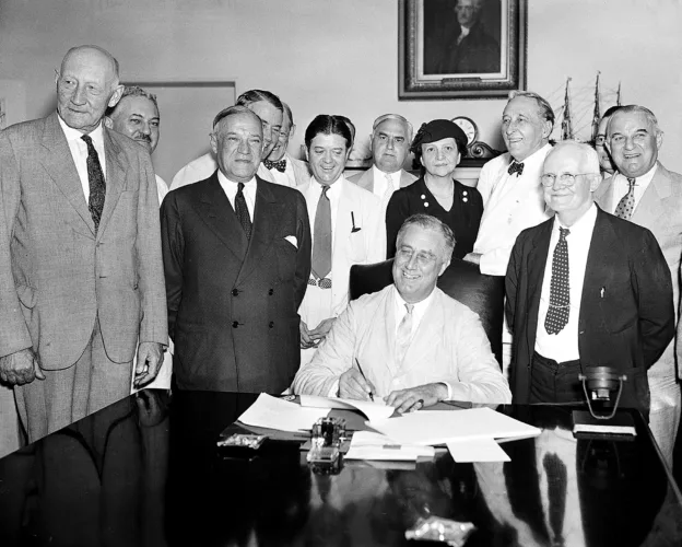 Today in History: 1935, FDR signs Social Security Act